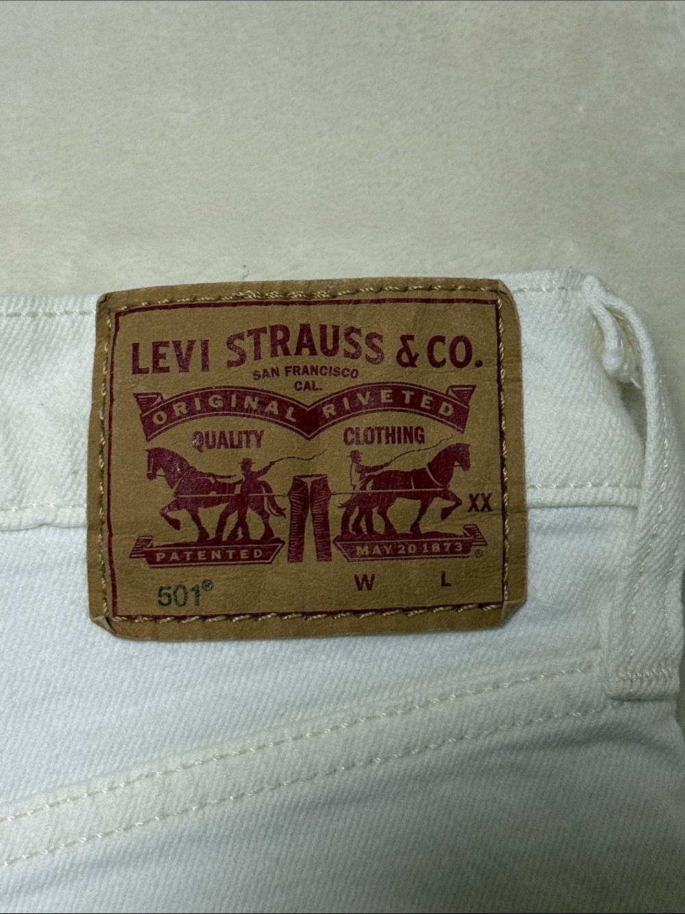 Levi's 501 White High-Rise Frayed Denim Shorts - Picture 2 of 5